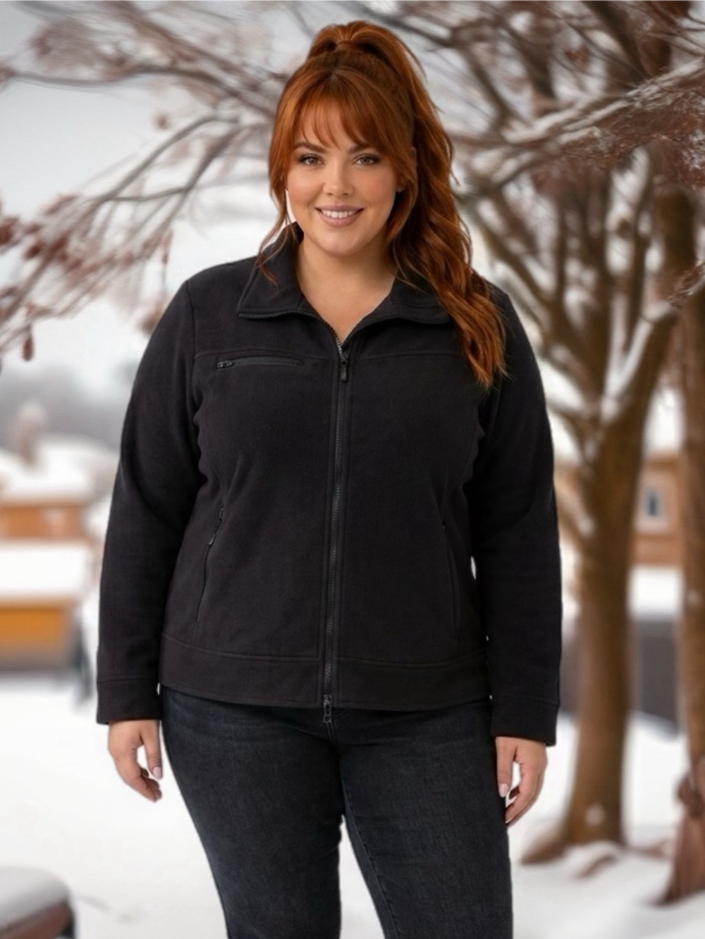 Columbia Titanium Women's Black Full‑Zip Teddy Fleece Jacket